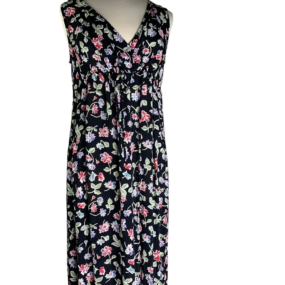 Motherhood Dark Floral Maxi Dress Empire Waist w/ Drawstring Medium? Read Below
